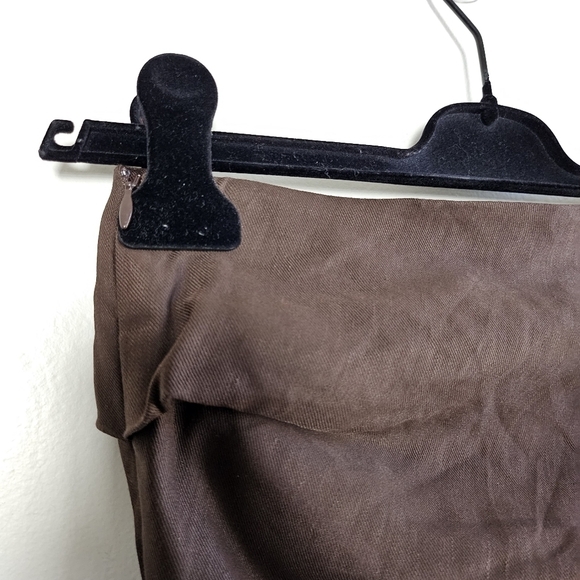 New Zara Draped High Waist Linen Blend Limited Edition Brown Midi Skirt Small - Picture 9 of 12